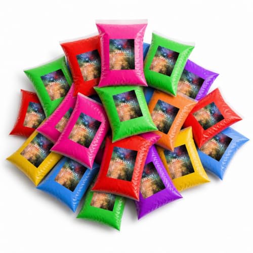 ARELUX Holi Color Run Powder 24 Pack 75g Each, Total 4LBS Natural Assorted Rangoli Powder Bulk, Washable Chalk Paint Powder for Color War, Fun Run, Summer Camp, Photoshoot & Festival Party