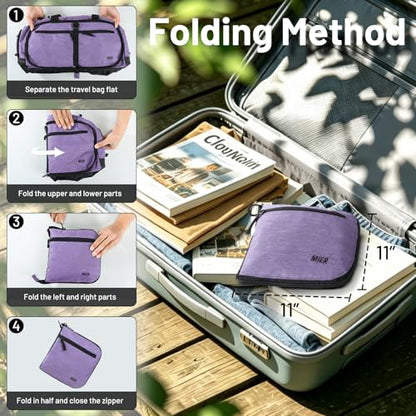 MIER Packable Travel Duffle Bag with Shoe Compartment, 80L, Purple | Foldable Weekender Duffel; Multi-Pockets; Adjustable Shoulder Strap; Luggage Sleeve; Travel, Sports, Camping, Gym - color: Purple, size: 80L