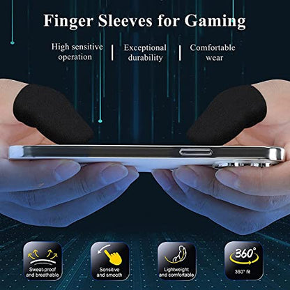 Gaming Gloves for Sweaty Hands, Ultra-Thin Breathable Touchscreen Game Gloves with Thumb Finger Sleeves for iPad Tablet/Mobile Phone - size: Medium