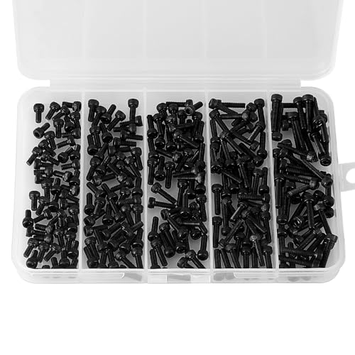 M3 x 6mm 8mm 10mm 12mm 16mm Hex Socket Head Cap Screws Bolts, 12.9 Grade Alloy Steel, Black Oxide Finish, Metric Allen Hex Drive, Machine Fully Threaded, Assortment Kit 250PCS - size: M3 x 6/8/10/12/16mm (250PCS)