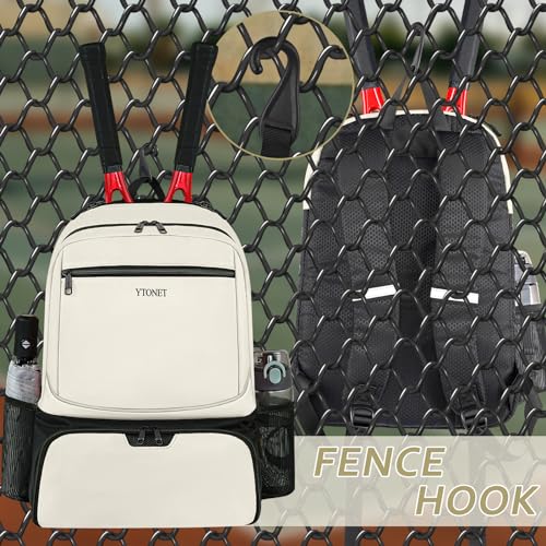 Ytonet Tennis Bag Tennis Backpack for Women Men 2 Rackets | Insulated Pocket and Ventilated Shoe Compartment, Gym Bags with Fence Hook for Pickleball and Badminton Rackets - color: Beige
