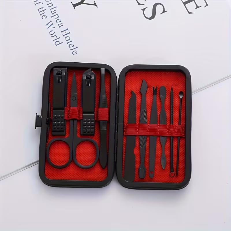 10-Piece Professional Manicure Set – Stainless Steel Nail Clippers & Pedicure Grooming Kit with Travel Leather Case for Women and Men - color: 10pcs