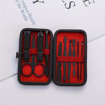 10-Piece Professional Manicure Set – Stainless Steel Nail Clippers & Pedicure Grooming Kit with Travel Leather Case for Women and Men - color: 10pcs