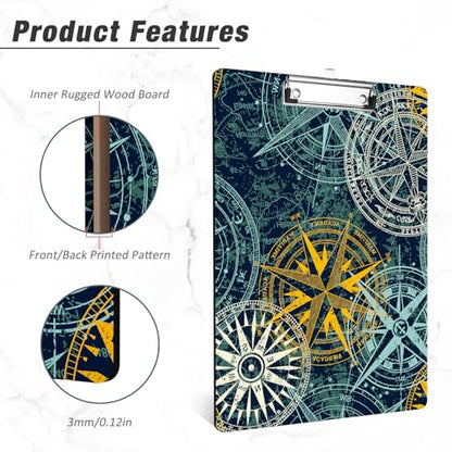 Rimilak Wood Clipboard, 8.5x11 Hardboard Clip Board, Machinery | Fun Design, Cute Custom Pattern, 9 x 12.5 in Letter Size for Classroom, Teachers, Kid, Woman, School & Office Supply - color: Machinery