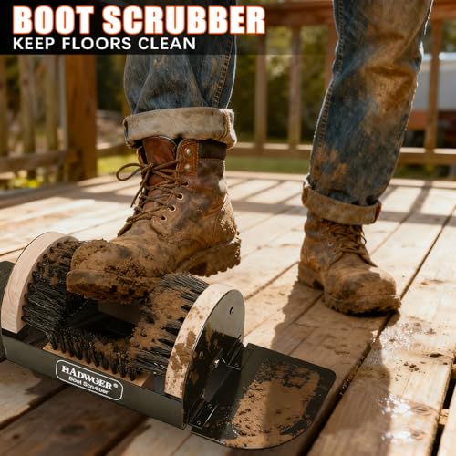 Hadwoer Boot Brush Scraper Outdoor – Heavy Duty Boot Scrubber & Shoe Cleaner Brush with Sturdy Bristles – Resistant Boot Cleaner for Mud, Dirt & Snow – Durable Outdoor Boot Scrapers with Brushes