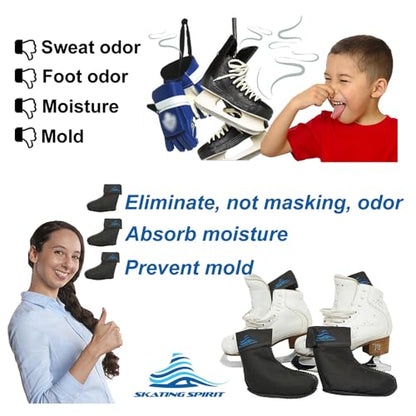 Odor Eliminator Moisture Absorber (1 pair) for Ice Skates, Roller Skates, Hockey Skates, Ski Boots, Work Boots, Sneakers