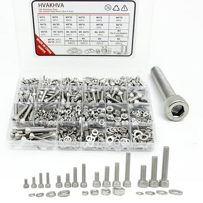 1160Pcs M3/M4/M5/M6 Hex Socket Bolt Kit,304 SS Metric Screws Assortment - size: M3/M4/M5/M6