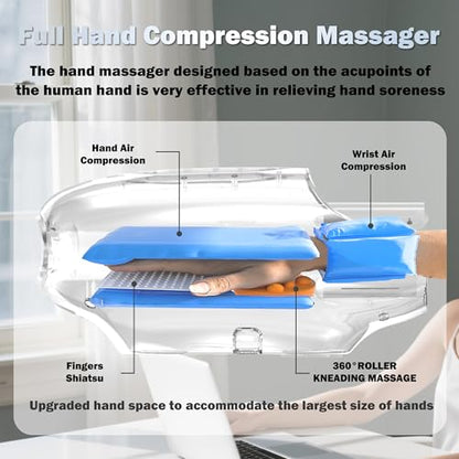 Hand Massager with Heat and Compression for Arthritis and Carpal Tunnel Relief, Finger Wrist Massager with 9 Modes & Hot Cold Therapy, Gifts for Women Men, Black - color: Black
