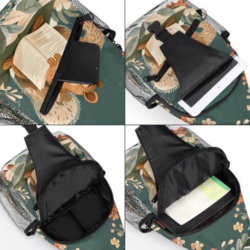 Squirrels Sling Bags for Women Men, Waterproof Crossbody Sling Backpack Travel Outdoor Sports Chest Bag - color: Green