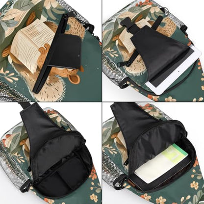 Squirrels Sling Bags for Women Men, Waterproof Crossbody Sling Backpack Travel Outdoor Sports Chest Bag - color: Green