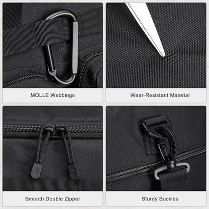 G4Free 3-in-1 Expandable Duffle Bag for Travel Gym, Large Duffel Backpack | 45L to 55L, with Shoes Compartment & Wet Pocket, for Men Women, Black - color: Black