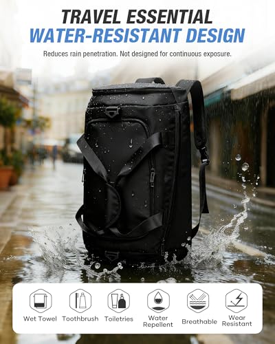 Gym Duffel Bag with Shoe Compartment for Women Men, Convertible 3 in 1 Duffle Bag Backpack Travel Weekender Overnight Carry on Bag with Trolley Sleeve