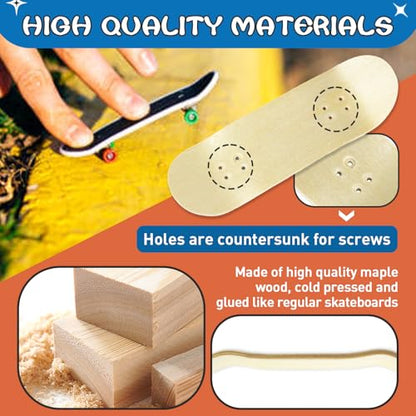 DIY Series Wooden Finger Skateboard, 5 PCS Unbranded Teak Fingerboards Design Your Style, 30mm x 100mm Handmade Wooden Fingerboard Decks