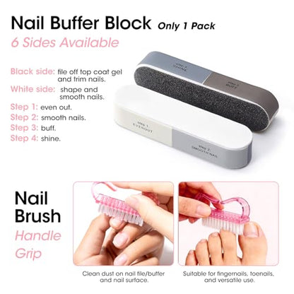 Gellen Nail Care Kit with 10PCS Manicure Tools: Nail Strengthener Sakura | 2Pcs Nail File & Buffer 100/180, Cuticle Pusher Pen, Cuticle Oil & Remover, Fork | Nail Clipper & Brush
