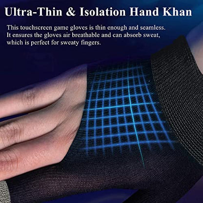 Gaming Gloves for Sweaty Hands, Ultra-Thin Breathable Touchscreen Game Gloves with Thumb Finger Sleeves for iPad Tablet/Mobile Phone - size: Medium