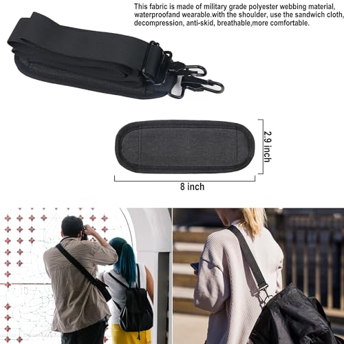 BOOEUDI 56 inch Shoulder Strap, Universal Adjustable Thick Soft Duffel Bag Shoulder Strap Replacement Comfortable Belt with Metal Swivel Hooks for Laptop Messenger Bag, Briefcase, Shoulder Bag, Black - color: Black
