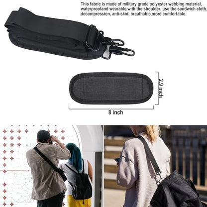 BOOEUDI 56 inch Shoulder Strap, Universal Adjustable Thick Soft Duffel Bag Shoulder Strap Replacement Comfortable Belt with Metal Swivel Hooks for Laptop Messenger Bag, Briefcase, Shoulder Bag, Black - color: Black