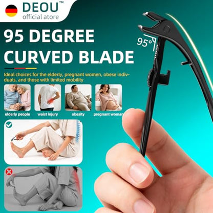 DEOU Toenail Clippers for Seniors Thick Toenails, Long Handle Large Toe Nail Clippers with Wide Jaw Opening, Sharp Heavy Duty Nail Cutter for Men Women Elderly