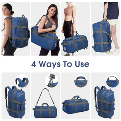 G4Free Gym Bag for Women Men Duffle Backpack with Shoe Compartment Water Resistant Travel Weekender Bag - color: Blue