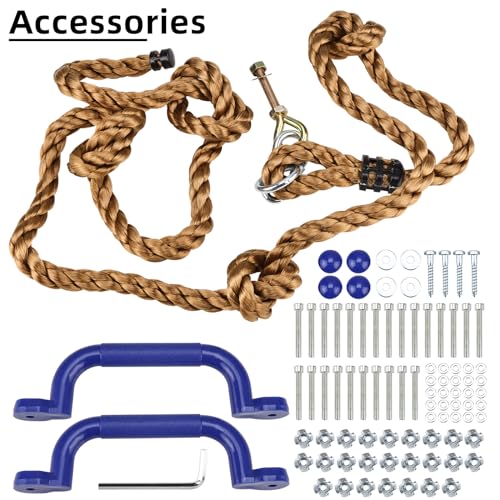 Yaegoo 25pcs Rock Climbing Holds, Rock Climbing Holds with Climbing Rope and Handles, Mounting Hardware Included