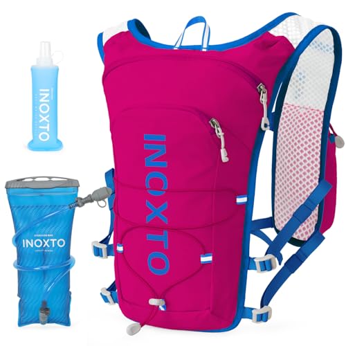 INOXTO Running Hydration Vest Backpack,Lightweight Insulated Pack with 1.5L Water Bladder Bag Daypack for Trail Hiking Running Cycling Race Marathon for Women Men - color: Pink Blue