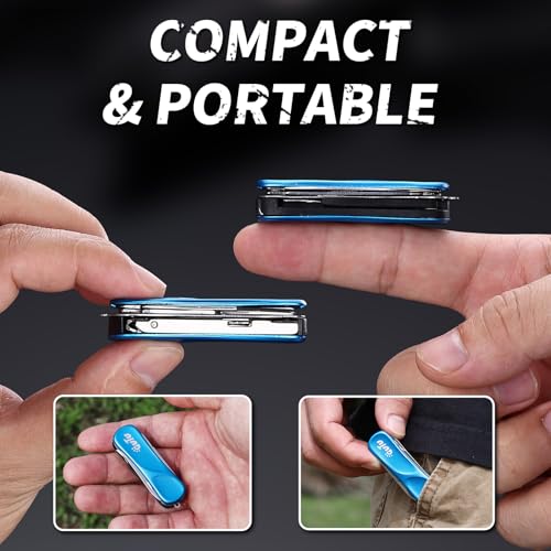 OUTU Keychain Nail Clippers Multitool, 7 in 1 EDC Utility Tool with Nail Clipper, Scissors, Manicure Sets Gifts for Him Men Husband Dad Boyfriend (Blue) - size: Blue