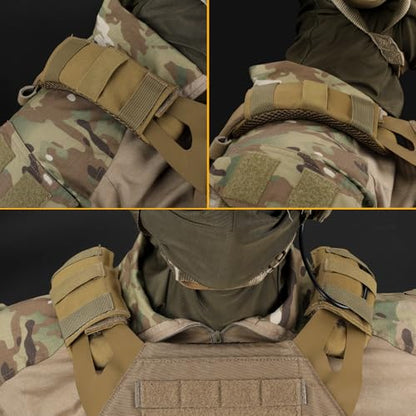 LIVANS Tactical Plate Carrier Shoulder Pads, 2 Pack Shoulder Strap Pad Backpack Strap Cushion Pads Vest Shoulder Pads Bag Strap Pad Backpack Accessories Fit Up to 3.1" Strap - color: Khaki