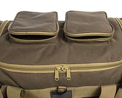 K-Cliffs Tactical Range Duffel Heavy Duty Large Gear Duffle Durable Quality Travel Sports Gym Equipment Bag Military Molle with Lockable Zippers with US Flag Patch 33 Inch Khaki - size: 33 Inch Khaki