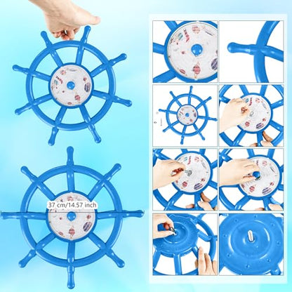 Kids Playground Accessories Outdoor Plastic Steering Wheel Playset Pirate Ship Wheel for Playhouse Garden Backyard Tree House - color: Blue Set 1
