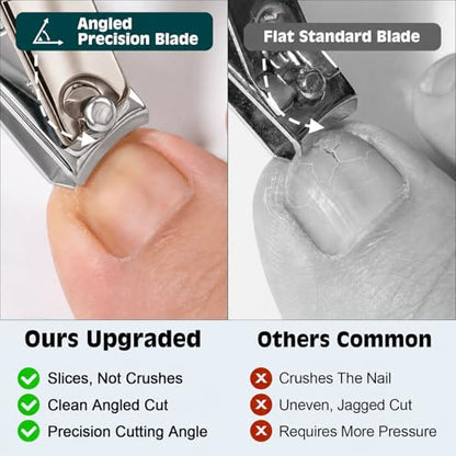 Nail Clippers Set, Fingernail and Toenail Clipper Cutters Kit | Ultra Sharp All-IN-ONE Kit: 15% Thicker Premium Sturdy Podiatrist Toe Nail Care Tools. Perfect Grooming Gifts with Case - color: Satin Silver, size: 3-Pack