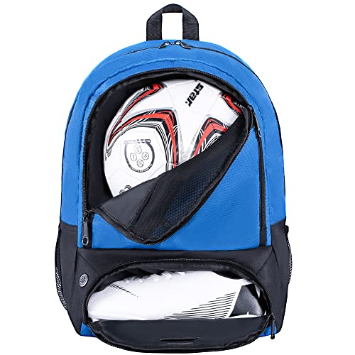 Himal Outdoors Soccer Backpack, Separate Cleat Compartment | Football,Volleyball,Handball,nylon fabrics,lightweight - color: Blue