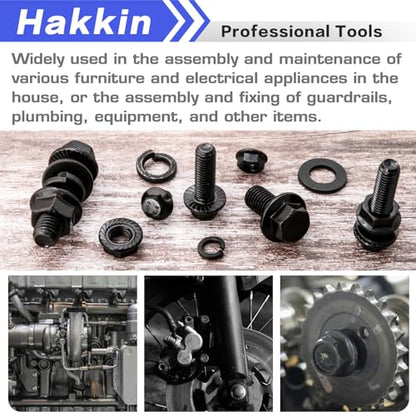 248PCS Flanged Hex Head Bolts, Hakkin Black Metric Bolt m6 m8 m10 Machine Screw Assortment Kit, M6-1.0 M8-1.25 M10-1.5 Flanged Screws Nuts Flat Spring Washers, Assorted Screws Nuts - size: 248PCS M6 M8 M10 Flanged Bolts Black