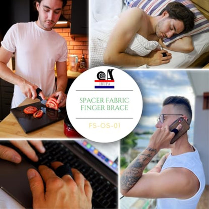 FS-OS-01, 3D Breathable Elastic Fabric Finger Brace, for Trigger Finger, Finger Injury and Basketball Volleyball Baseball Badminton Tennis Boating Gym, One Pair