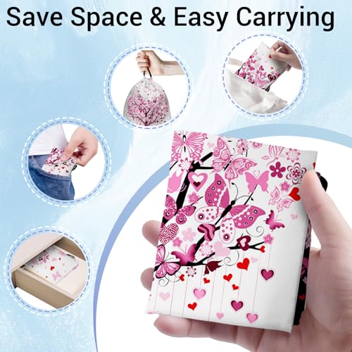 Gymnastics Grip Bag Tree Heart Gym String Storage Pouch Butterfly Pattern Small Bag - color: Butterfly Heart Pink