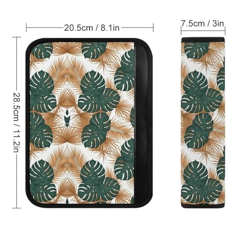 Breathable Seat Belt Shoulder Pad for Adults and Children, Stroller Pushchair High Chair, 2 Pack Green Gold Palm Leaves Tropical Neck Strap Covers Easy Install (No Tool) - color: Pattern 1174