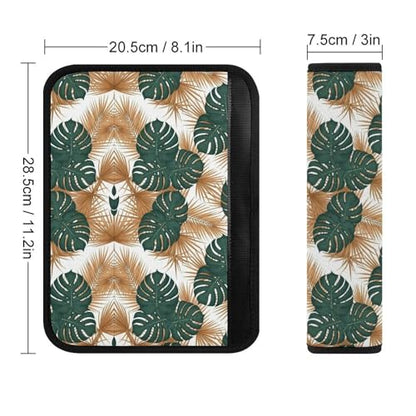 Breathable Seat Belt Shoulder Pad for Adults and Children, Stroller Pushchair High Chair, 2 Pack Green Gold Palm Leaves Tropical Neck Strap Covers Easy Install (No Tool) - color: Pattern 1174