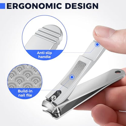 DRMODE Finger Nail Clippers Adult, 2 Pack Large & Small Nail Clippers Set for Men Wome Fingernail Toenail, Stainless Steel Sharp Toenail Clippers Travel Nail Cutter Timmer with Case - style: 2 Pack