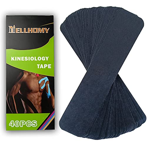 Latex-Free Kinesiology Tape - 40 Precut Strips for Joint & Muscle Pain | Pro Elastic, Breathable & Hypoallergenic. Supports Knees, Shoulders & Ankles. Great for Sports & Daily Recovery (Black) - color: Black, size: 40PCS