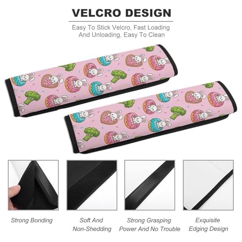 2 Pack Cute Bunny Donut Car Seat Belt Pad Soft Padded Seat Belt Cushion for Child, Stroller Pushchair High Chair, Shock Absorption - color: Pattern 823