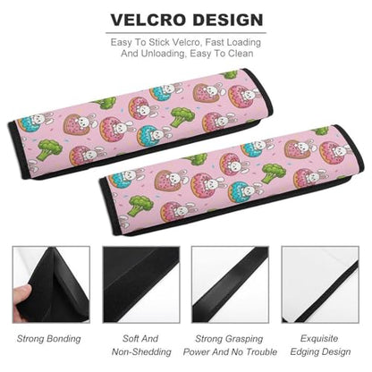 2 Pack Cute Bunny Donut Car Seat Belt Pad Soft Padded Seat Belt Cushion for Child, Stroller Pushchair High Chair, Shock Absorption - color: Pattern 823