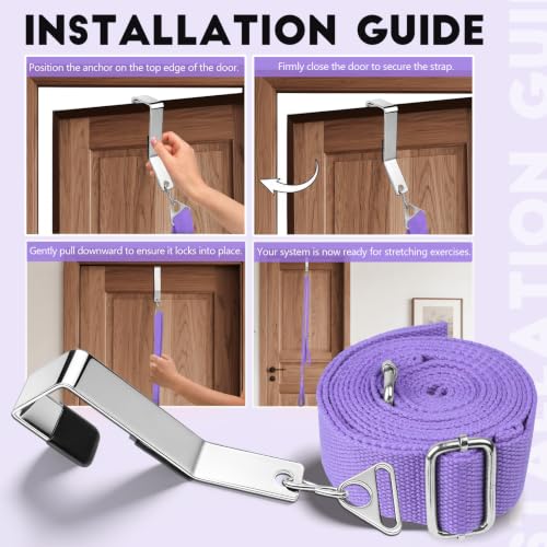 Stretching Strap with Door Anchor Improve Leg Flexibility for Splits - color: Purple