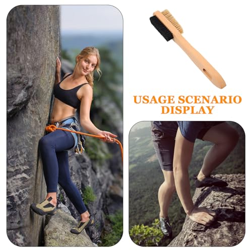 KESYOO Medium Size Climbing Boulder Cleaning Brush with Natural Boar Firm Bristles, Ergonomic Handle and Portable Design for Outdoor Climbing Tools