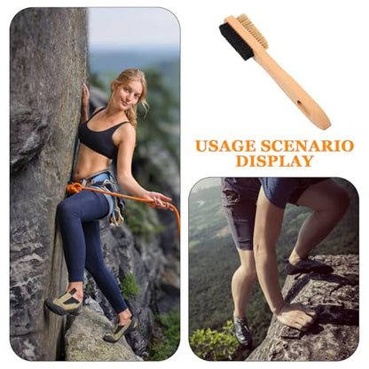 KESYOO Medium Size Climbing Boulder Cleaning Brush with Natural Boar Firm Bristles, Ergonomic Handle and Portable Design for Outdoor Climbing Tools