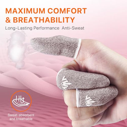 10 Pack Silver Fiber Dedales Gamer Anti Slip Sweat Proof Gaming Finger Sleeves Cots Mobile Phone Gloves Guantes para Durable Thumb Covers for Pubg (Pink 10-Pack + Storage Box) - color: Pink 10-Pack + Storage Box