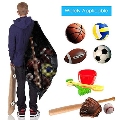 BROTOU Extra Large Mesh Ball Bag, Drawstring Socce Bag for Coach, Use for Basketball, Volleyball, Baseball, Mesh Equipmenbag with Adjustable and Portable Strap - size: 24” x 36”