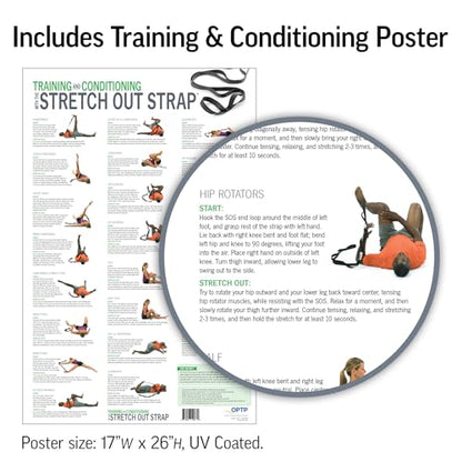 OPTP The Original Stretch Out Strap XL with Exercise Poster, USA Made | Extra-Long stretching strap, Stretch Out Strap for physical therapy, yoga stretching strap for knee therapy, 7'5" long, nylon