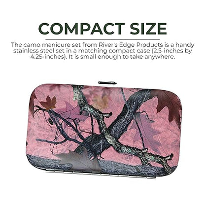 Rivers Edge Products Rivers Edge Products 7-Piece Nail Manicure Kit, Stainless Steel, Pink Camo - style: 7-piece Pink Camo