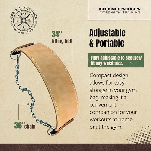 Heavy-Duty Leather Dip Belt with Steel Chain - Ultimate Accessory for Weighted Pullups, Dips, and Progressive Overload - color: Black Suede
