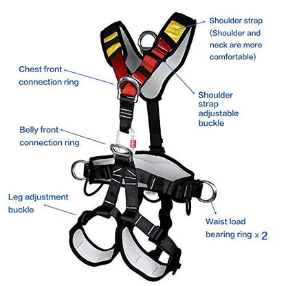 Climbing Seat Belt, Large Size Safety Belt Climbing Gear for Tree Climbing, Fire Rescue, Rappelling - color: Black1