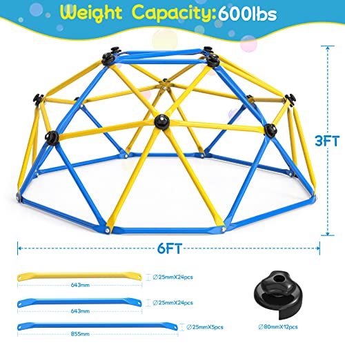 Climbing Dome Jungle Gym 6ft Outdoor Playset Kids Playground Equipment - color: Black Climbing Grips